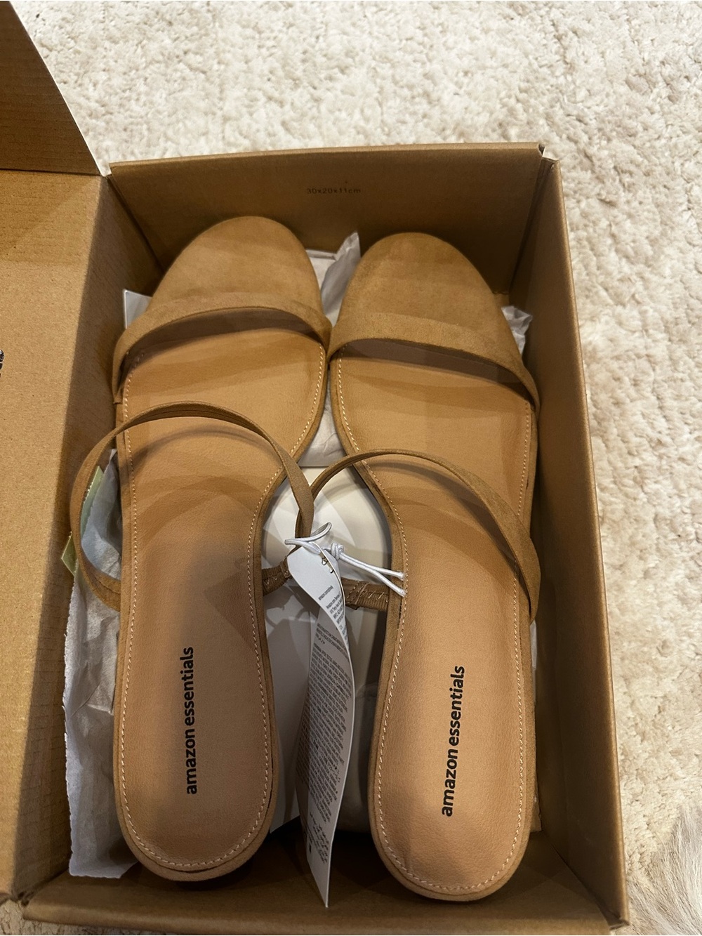 Amazon Essentials Women's Tan Strappy Slide block heels